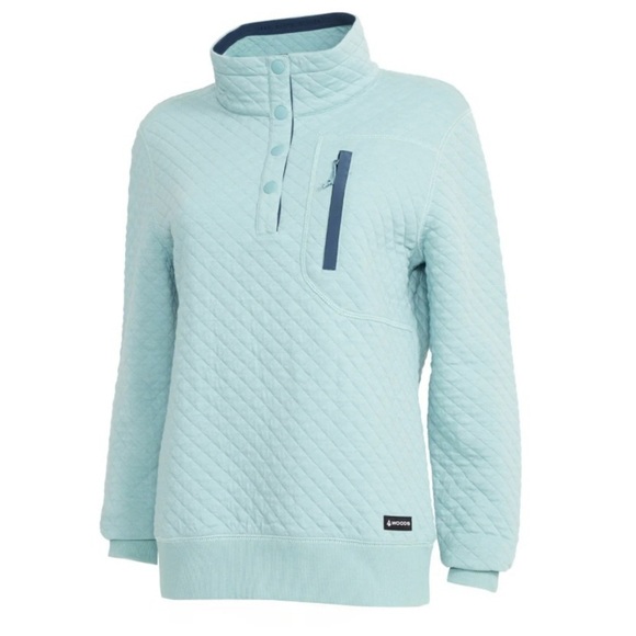 Woods FARNHAM III WOMEN'S 1/4 SNAP
SWEATSHIRT Two tone teal blue Size Large - Picture 1 of 14